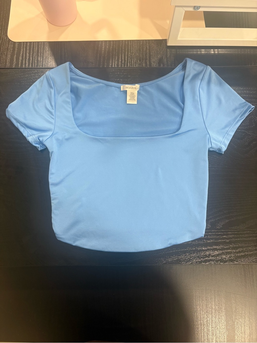 Bozzolo Light Blue Square Neck Crop Top